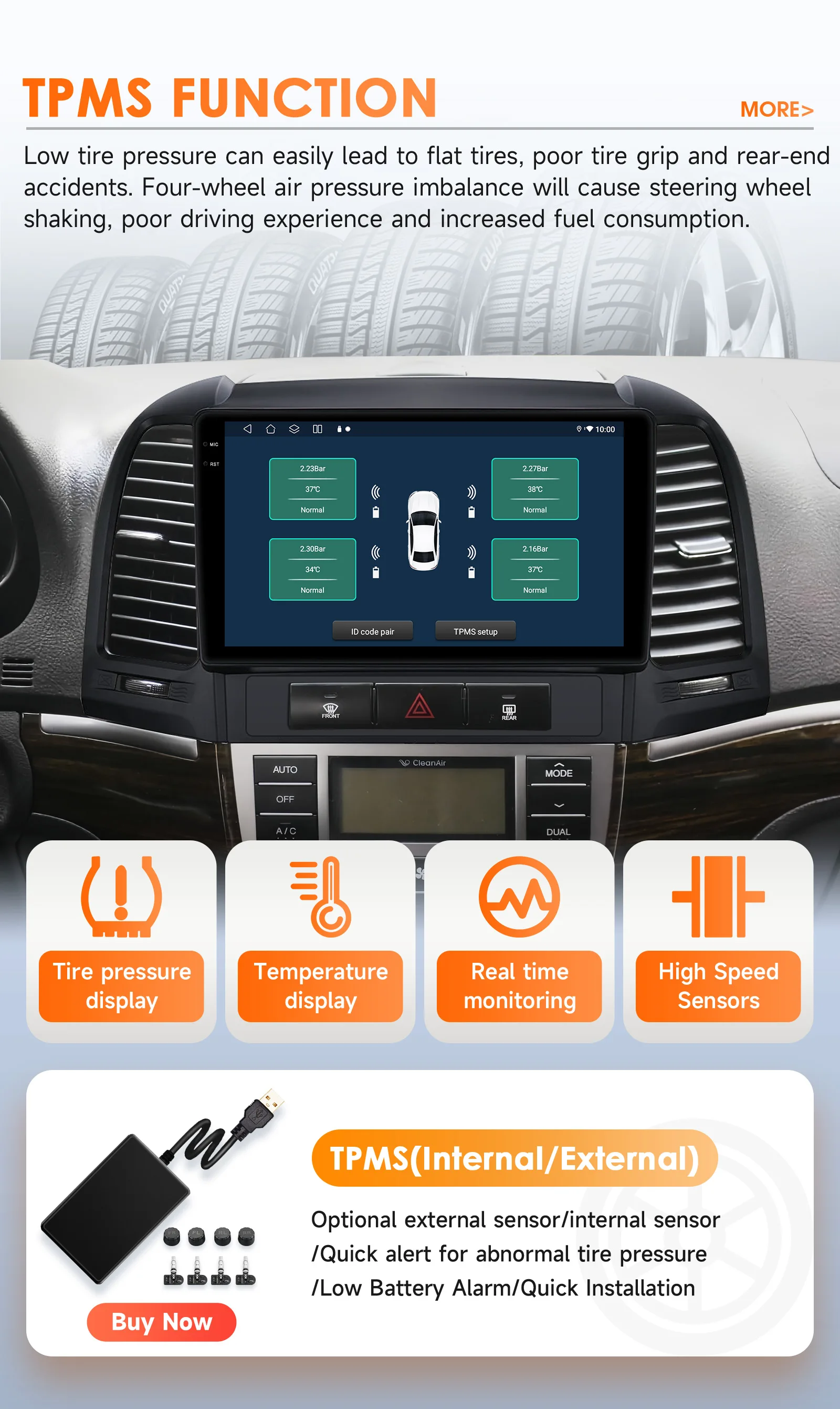 9" Hizpo 2Din CarPlay Android Auto Car Radio for Hyundai Santa Fe 2 2006 - 2012 Snapdragon 6115 GPS RDS DSP BT 4G SWC 360°CAM