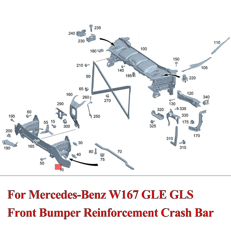 for Mercedes GLE V167 GLE COUPE C167 Front Cross A1676207900 Bumper Support