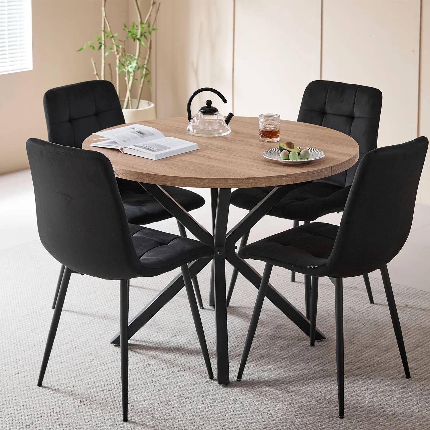 EGOONM Set of 2/4/6 Dining Room Chairs,Upholstered Chairs,Design Chair with Backrest,Velvet Seat,Metal Frame Kitchen Living Room