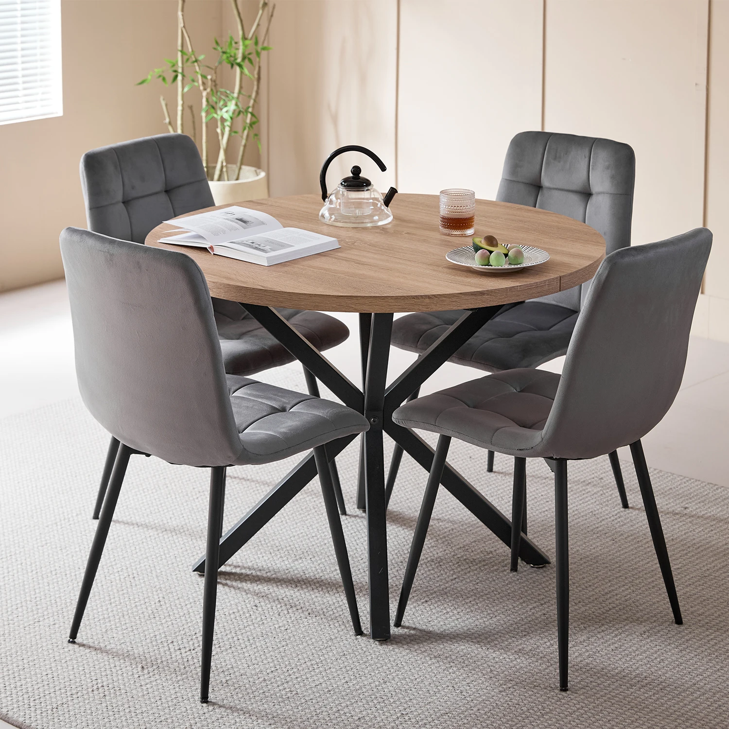 EGOONM Set of 2/4/6 Dining Room Chairs,Upholstered Chairs,Design Chair with Backrest,Velvet Seat,Metal Frame Kitchen Living Room