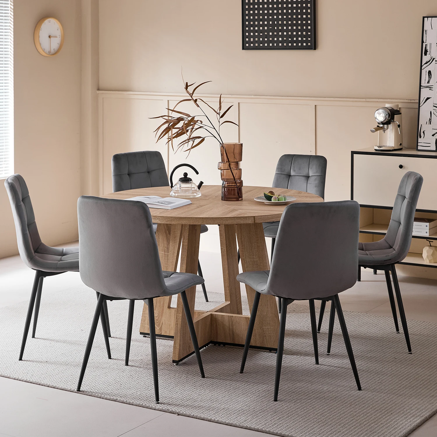 EGOONM Set of 2/4/6 Dining Room Chairs,Upholstered Chairs,Design Chair with Backrest,Velvet Seat,Metal Frame Kitchen Living Room