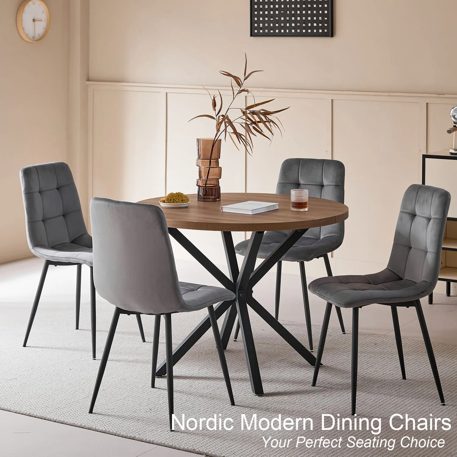 EGOONM Set of 2/4/6 Dining Room Chairs,Upholstered Chairs,Design Chair with Backrest,Velvet Seat,Metal Frame Kitchen Living Room