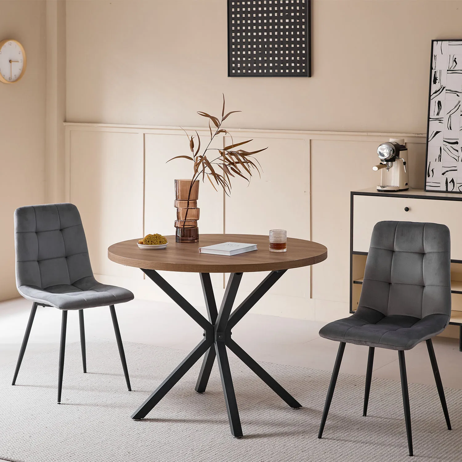 EGOONM Set of 2/4/6 Dining Room Chairs,Upholstered Chairs,Design Chair with Backrest,Velvet Seat,Metal Frame Kitchen Living Room
