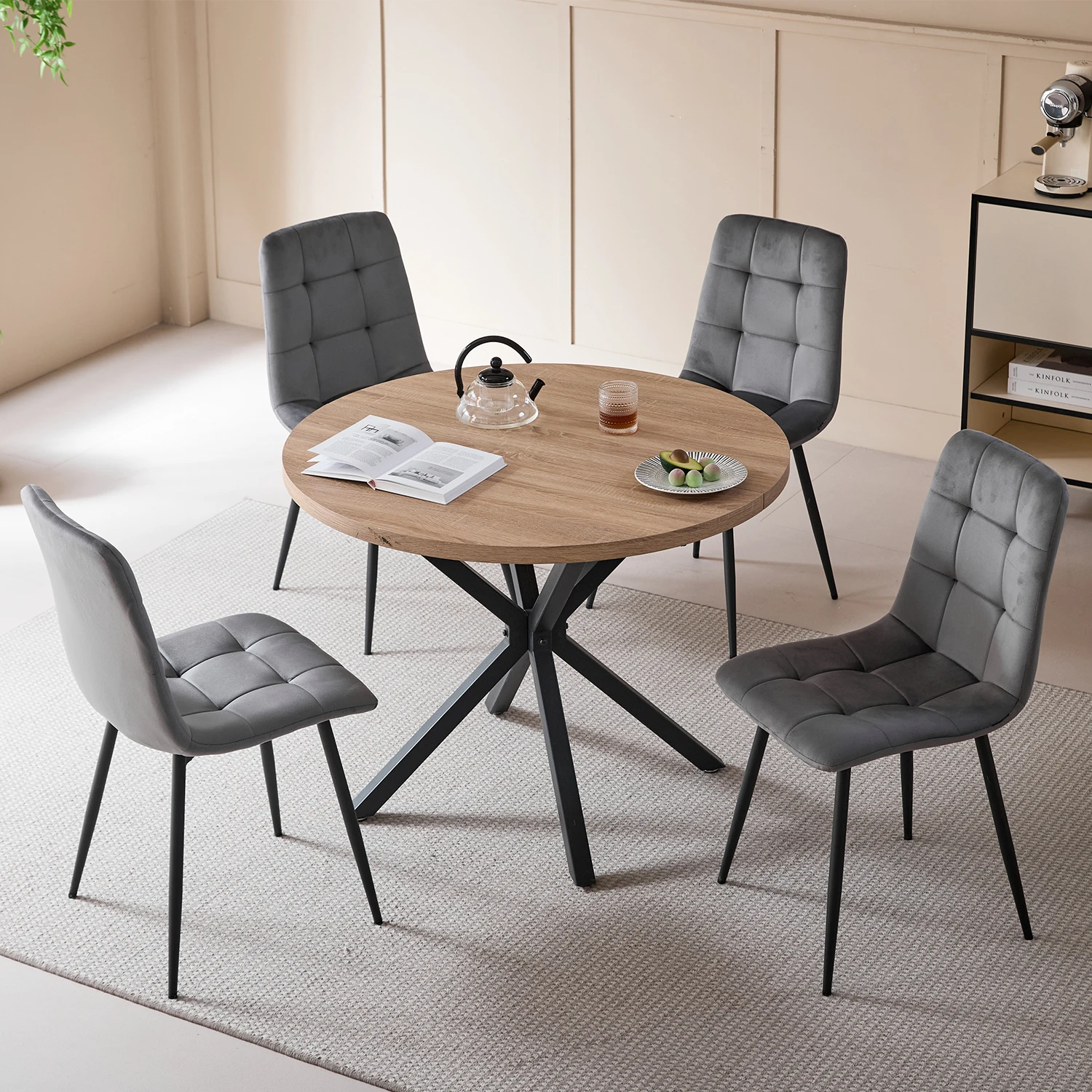 EGOONM Set of 2/4/6 Dining Room Chairs,Upholstered Chairs,Design Chair with Backrest,Velvet Seat,Metal Frame Kitchen Living Room