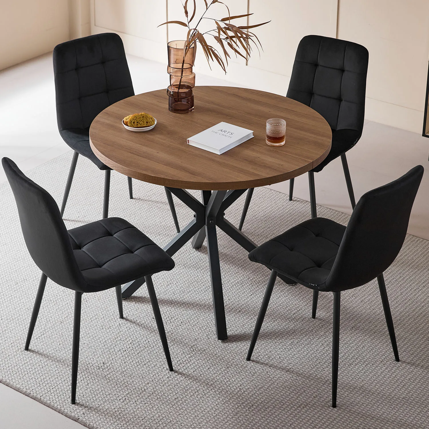 EGOONM Set of 2/4/6 Dining Room Chairs,Upholstered Chairs,Design Chair with Backrest,Velvet Seat,Metal Frame Kitchen Living Room