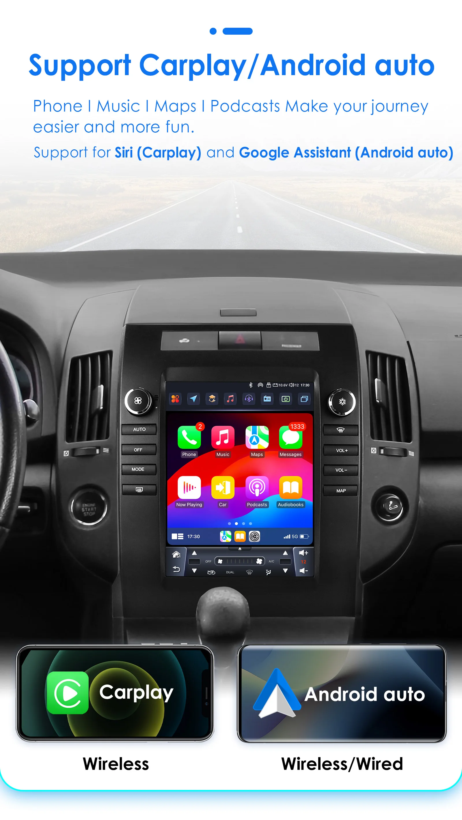 Hizpo For Tesla Style Autoradio For Toyota Verso Corolla 2004-2009 2006 Carplay 4G GPS Car Radio Multimedia 2din Android Auto BT
