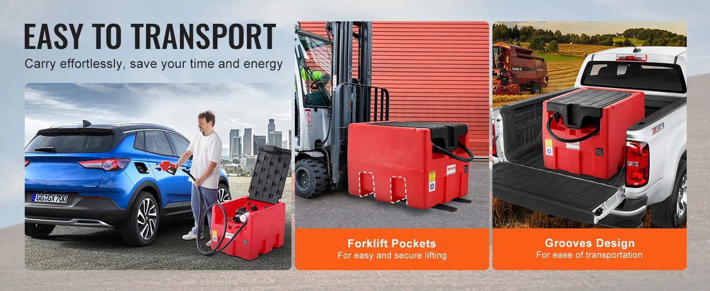 SucceBuy 48 Gal Portable Diesel Fuel Tank 10.6GPM with 12V Electric Pump & Hose Gasoline Transfer Tank for Fuel Transportation