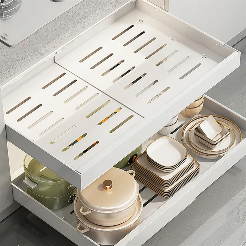 Multifuctional Pull Out Tray Organizer Kitchen Storage Rack Cabinet Under Sink Spice Boxes Slide Drawer Style Bowl Dish Shelf
