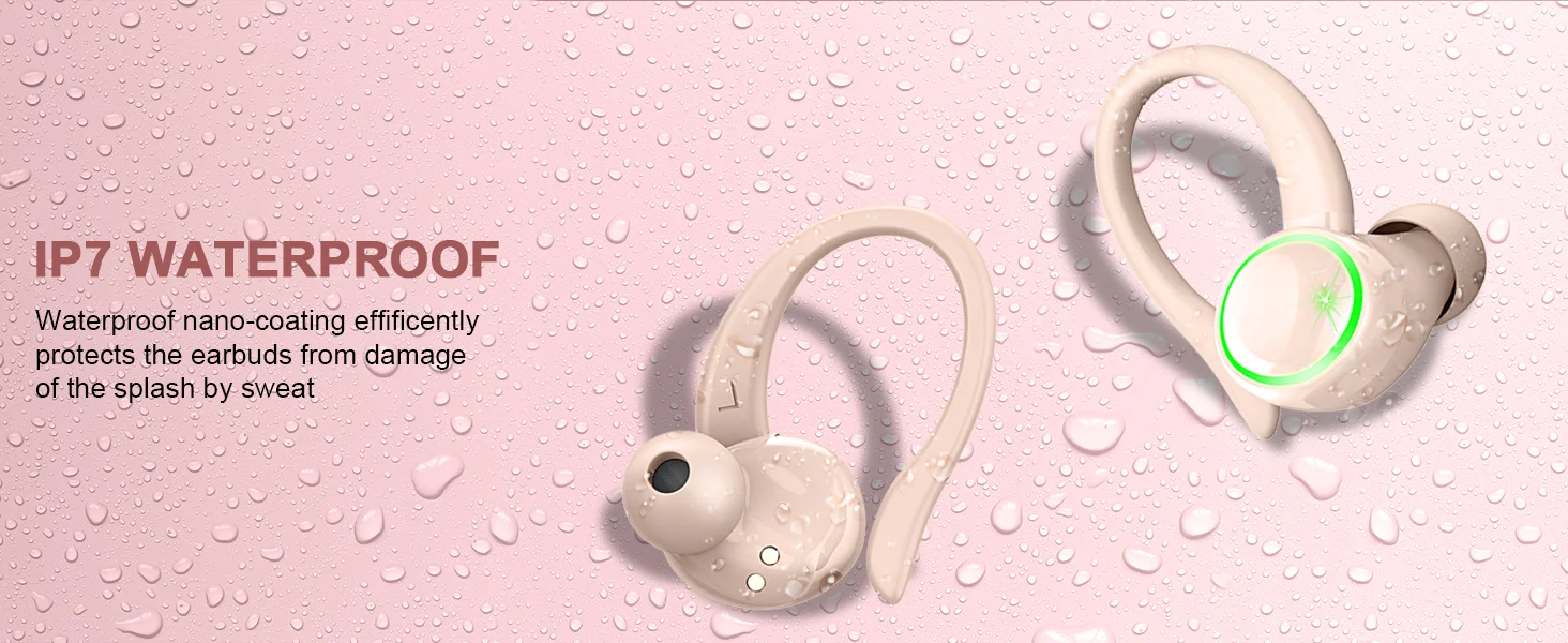 Kuizil Wireless Earbuds Sports, Bluetooth Headphones 5.3, 4 ENC Noise Cancelling Mic, IP7 Waterproof Headset, 50H Playback.