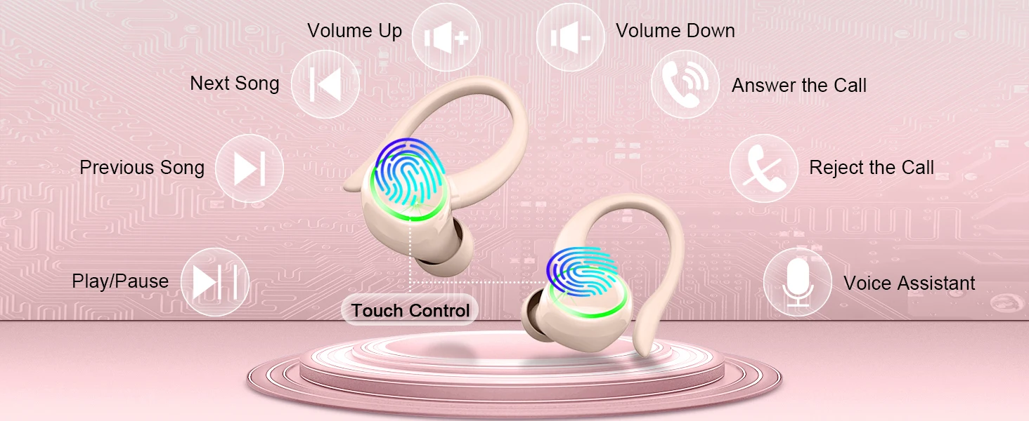 Kuizil Wireless Earbuds Sports, Bluetooth Headphones 5.3, 4 ENC Noise Cancelling Mic, IP7 Waterproof Headset, 50H Playback.