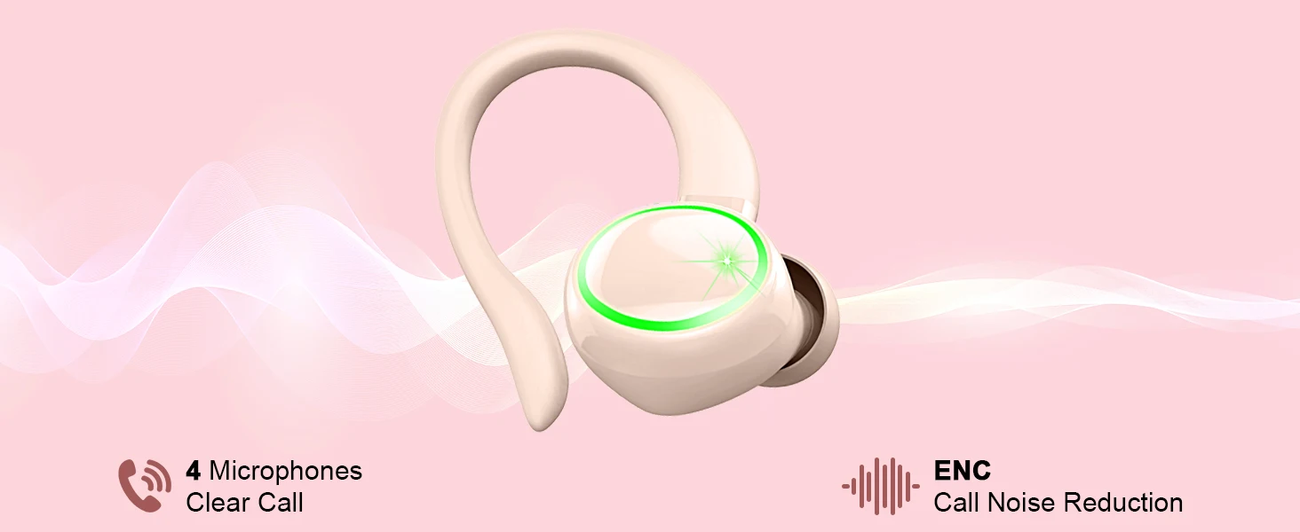 Kuizil Wireless Earbuds Sports, Bluetooth Headphones 5.3, 4 ENC Noise Cancelling Mic, IP7 Waterproof Headset, 50H Playback.