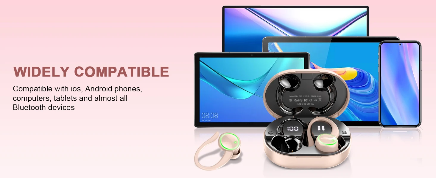 Kuizil Wireless Earbuds Sports, Bluetooth Headphones 5.3, 4 ENC Noise Cancelling Mic, IP7 Waterproof Headset, 50H Playback.
