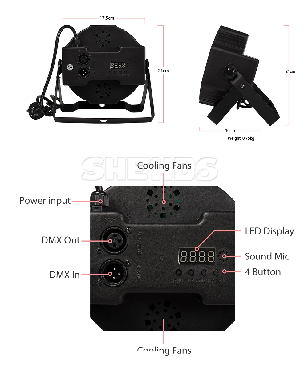 SHEHDS 1pcs 7x12W RGBW 4in1 LED Par Lighting Fixed Plug for DJ Disco Wedding Christmas Decoration Party