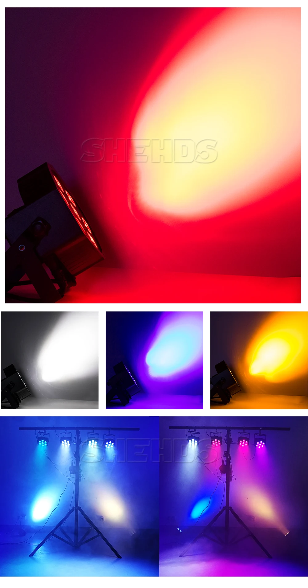 SHEHDS 1pcs 7x12W RGBW 4in1 LED Par Lighting Fixed Plug for DJ Disco Wedding Christmas Decoration Party