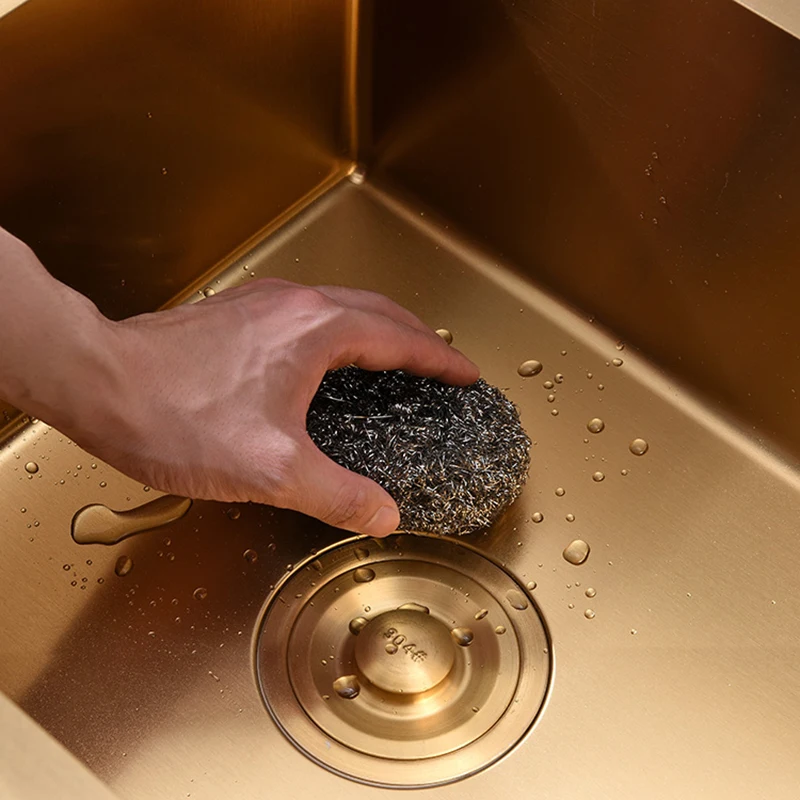 Gold Kitchen Sink Above Counter Double Bowl Goldn Basket Drainer Soap Dispenser Washing Basin 304 Stainless Steel Sinks