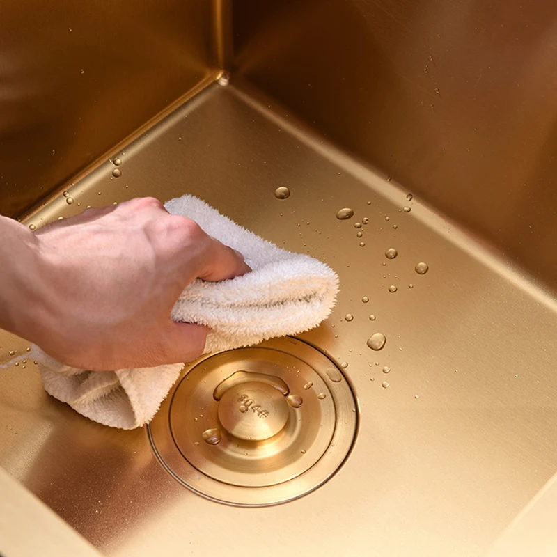 Gold Kitchen Sink Above Counter Double Bowl Goldn Basket Drainer Soap Dispenser Washing Basin 304 Stainless Steel Sinks