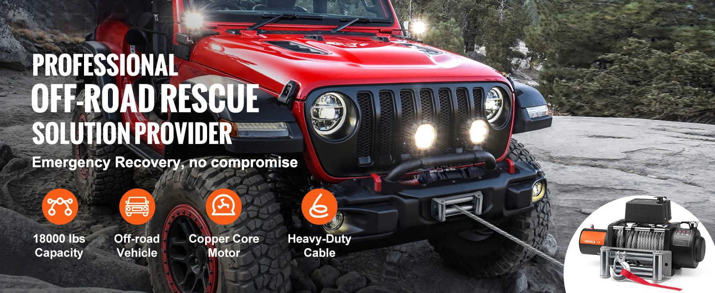 SucceBuy 18000lbs Electric Winch Car Truck Steel Cable Winch with 85ft Wire Rope Wireless Remote Control for Towing Off-Road SUV