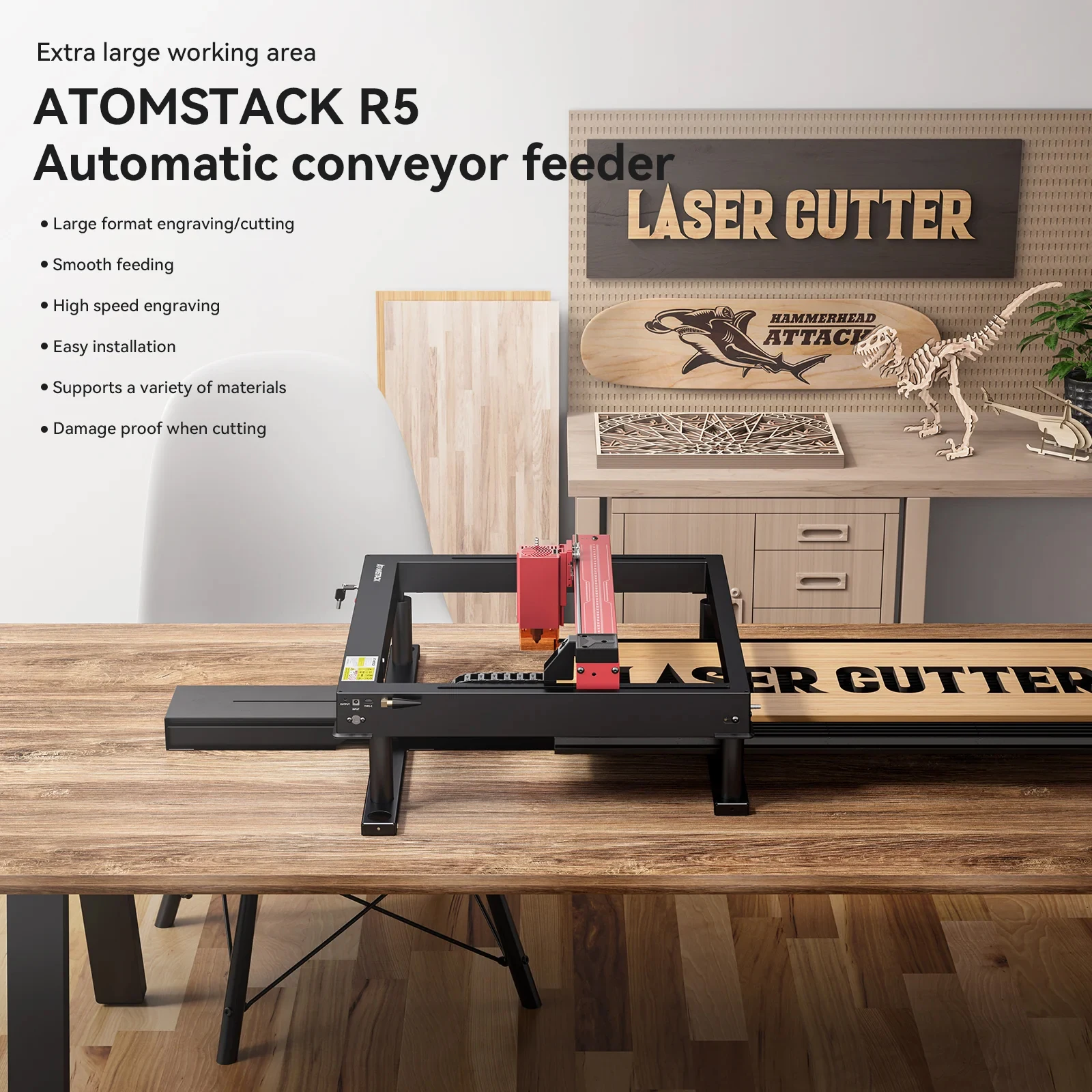 ATOMSTACK R5 Automatic Conveyor Belt for A6 A12 A24 Laser Engraver Engraving Cutting Machine 800*400mm Large Working Area