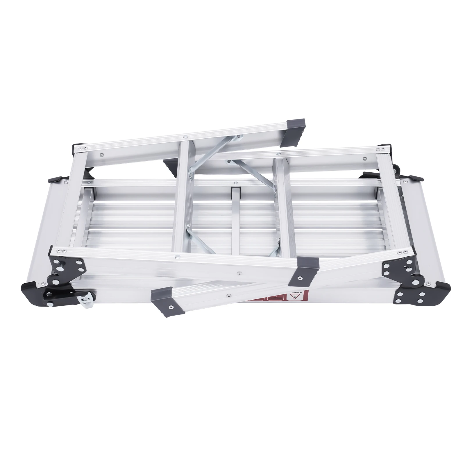 Folding Work Platform Bench Ladder Stool Anti-slip Surface Supports Up to 150kg Silver for washing vehicles, cleaning windows