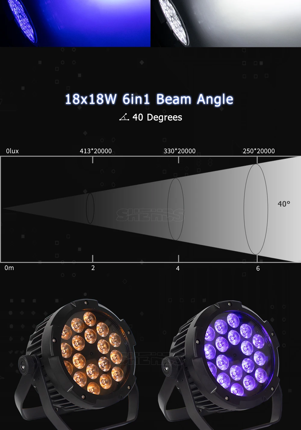 SHEHDS 2pcs 18x12W 4in1/18x18W 6in1 RGBWA UV Led Par Light DMX512 Christmas Decorations DJ Disco Wash Wedding Outdoor