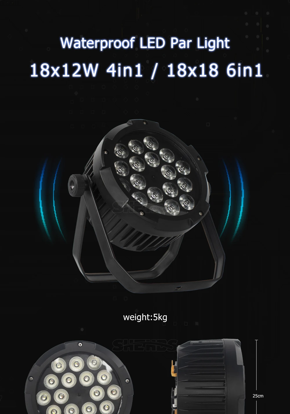 SHEHDS 2pcs 18x12W 4in1/18x18W 6in1 RGBWA UV Led Par Light DMX512 Christmas Decorations DJ Disco Wash Wedding Outdoor