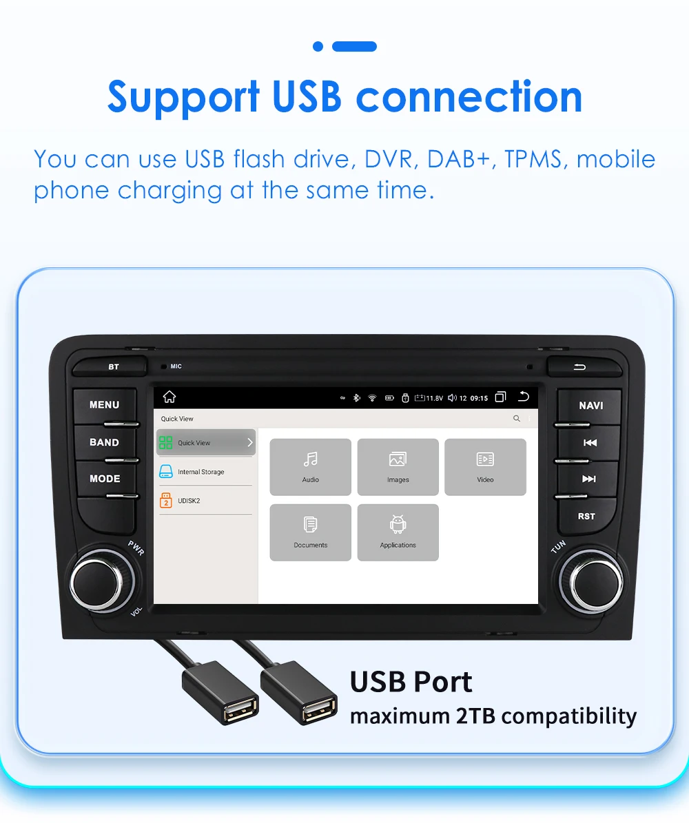 Hizpo 7inch 2Din CarPlay Android Auto Car Radio for Audi A3 8P 2003 - 2011 S3 RS3 Multimedia GPS Navigation 4G BT SWC RDS DSP