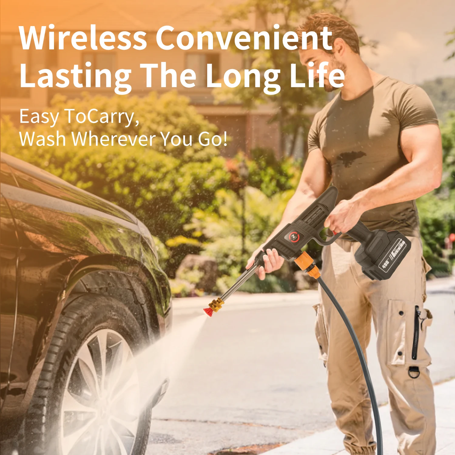 50Bar Cordless High Pressure Car Washer Spray Water Gun Foam Generator Water Gun Spray Cleaner Car Washing Machine for Home