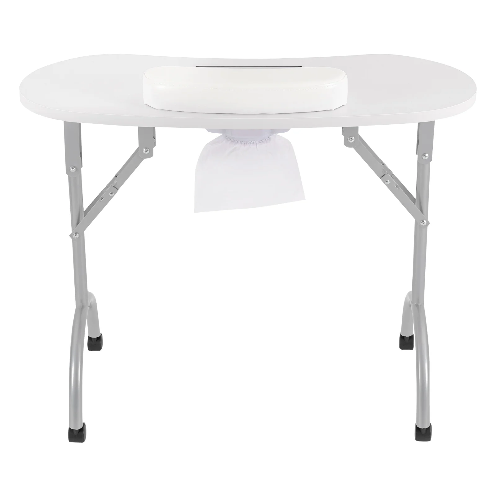 White Manicure Table, Salon Beauty Nail Desk with Fan, Foldable, Portable, with Carry Bag