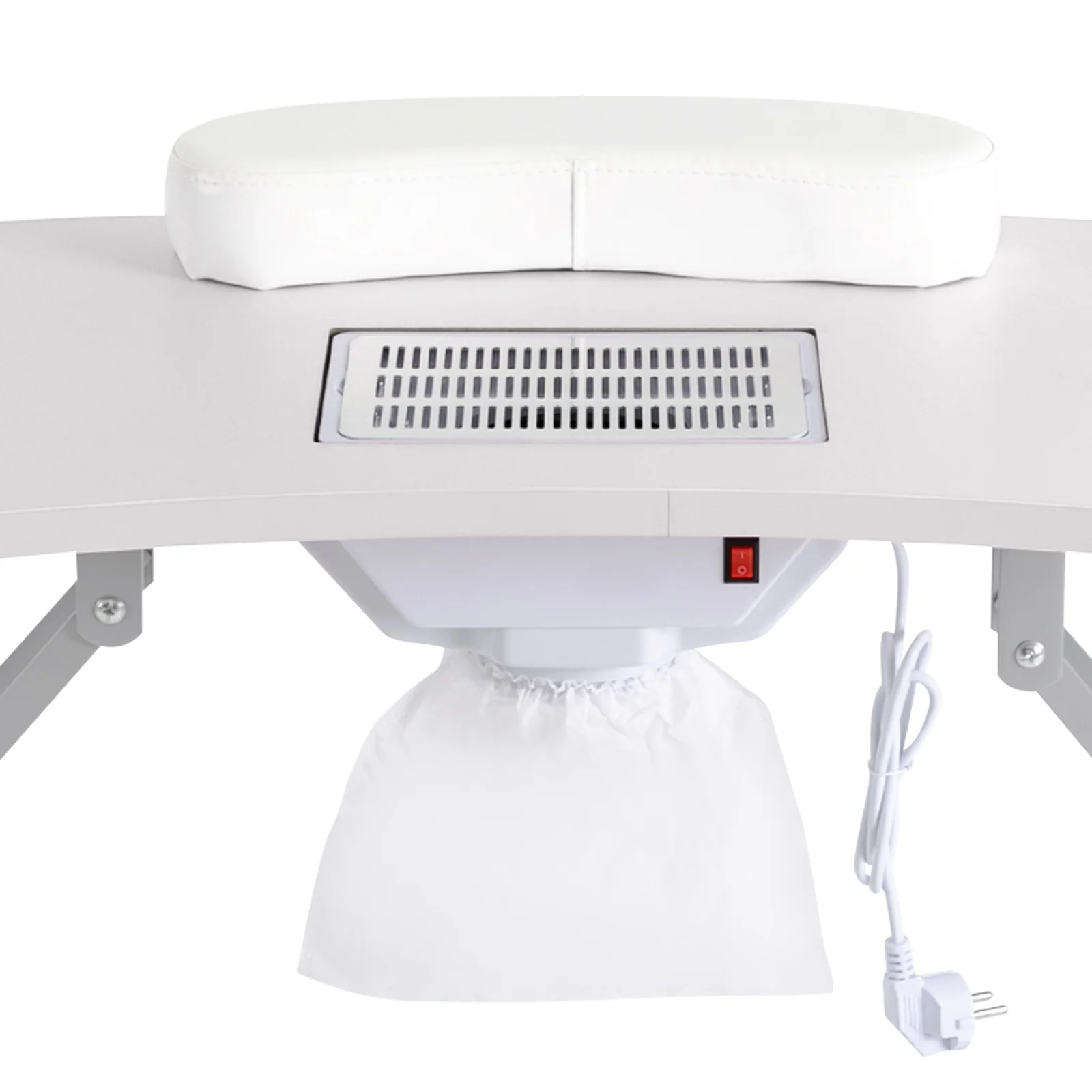 White Manicure Table, Salon Beauty Nail Desk with Fan, Foldable, Portable, with Carry Bag