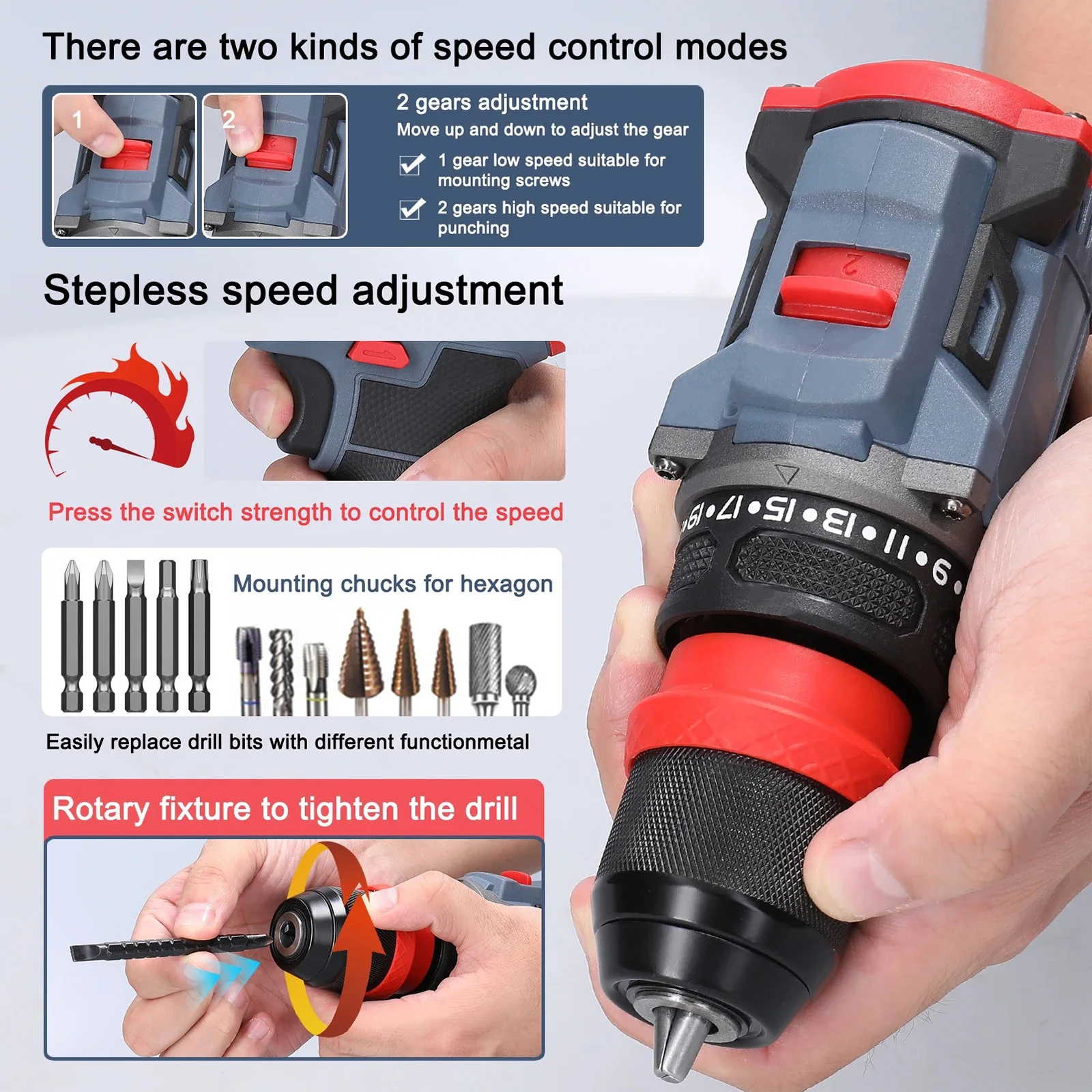 2 in1 Brushless Electric screw driver Hammer Cordless roll Impact Multifunctional Power Tool For Makita 21V Battery