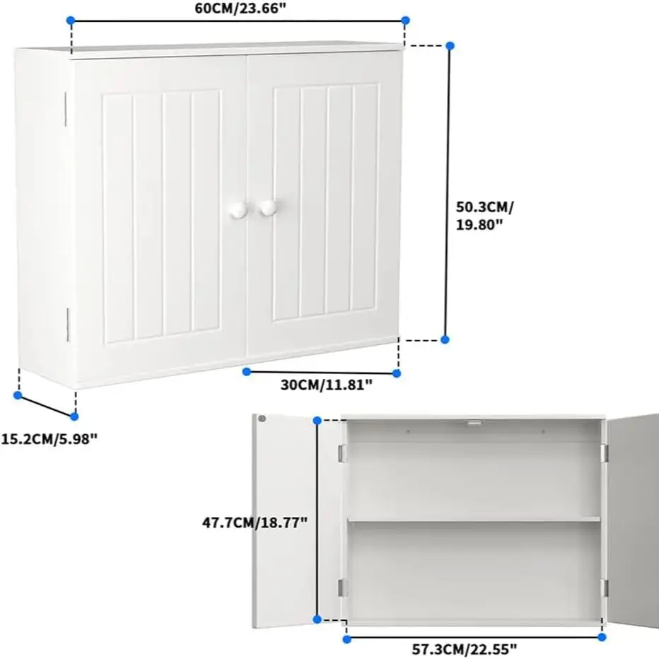 EFAN Storage Cabinet, Freestanding/Wall Mounted Bathroom Unit with Adjustable Shelf, Multi-purpose Waterproof Cupboard Furniture