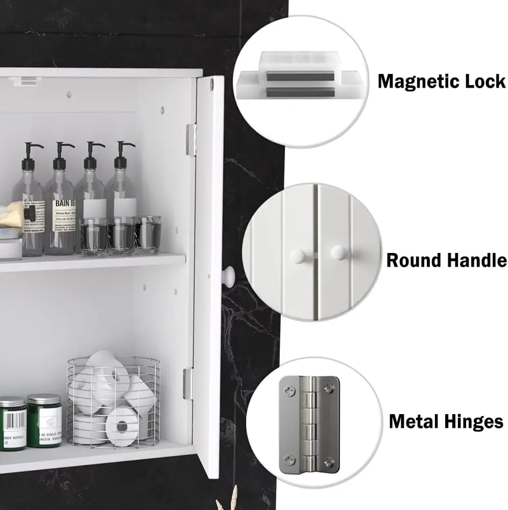 EFAN Storage Cabinet, Freestanding/Wall Mounted Bathroom Unit with Adjustable Shelf, Multi-purpose Waterproof Cupboard Furniture