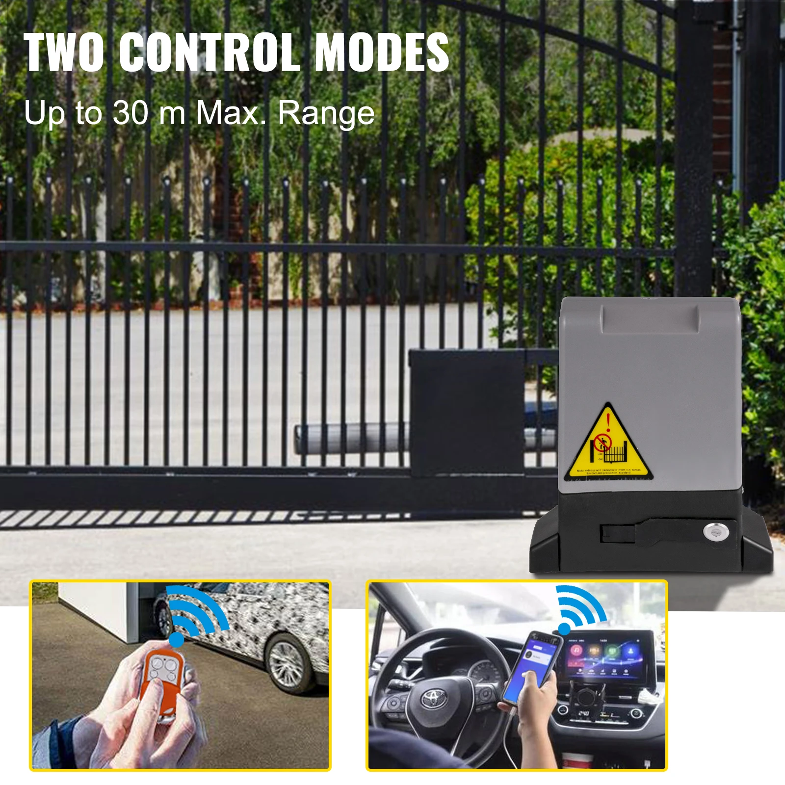SucceBuy Sliding Gate Opener 1800 KG 7m Automatic Sliding Gate with 4 Remote Controllers & APP Control Electric Rolling Driveway