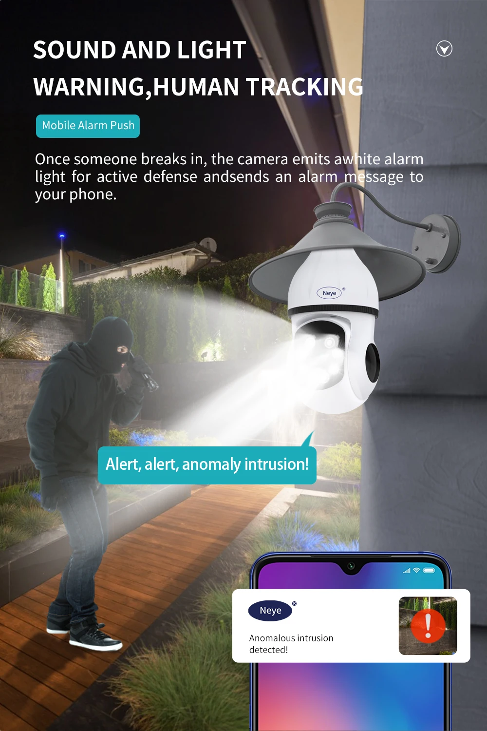 Neye 8MP 4K PTZ WiFi Camera Spotlight E27 Bulb Camera Home Indoor 5X Zoom Panoramic IP Camera CCTV Video Security Camera