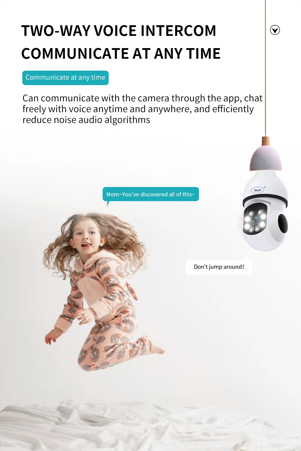 Neye 8MP 4K PTZ WiFi Camera Spotlight E27 Bulb Camera Home Indoor 5X Zoom Panoramic IP Camera CCTV Video Security Camera