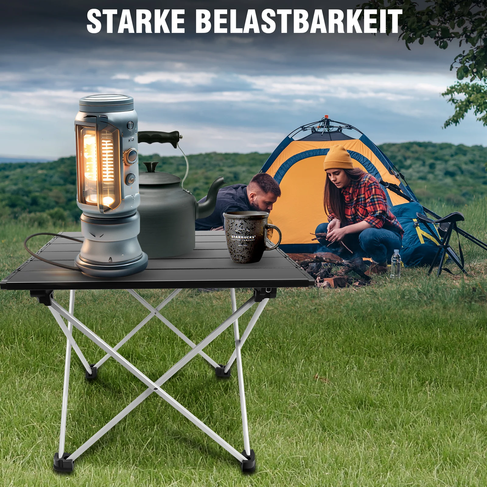Mini Folding Table 40x35x32cm Portable Camping Table with Aluminum Table Top Carry Bag for Camping Picnic Fishing