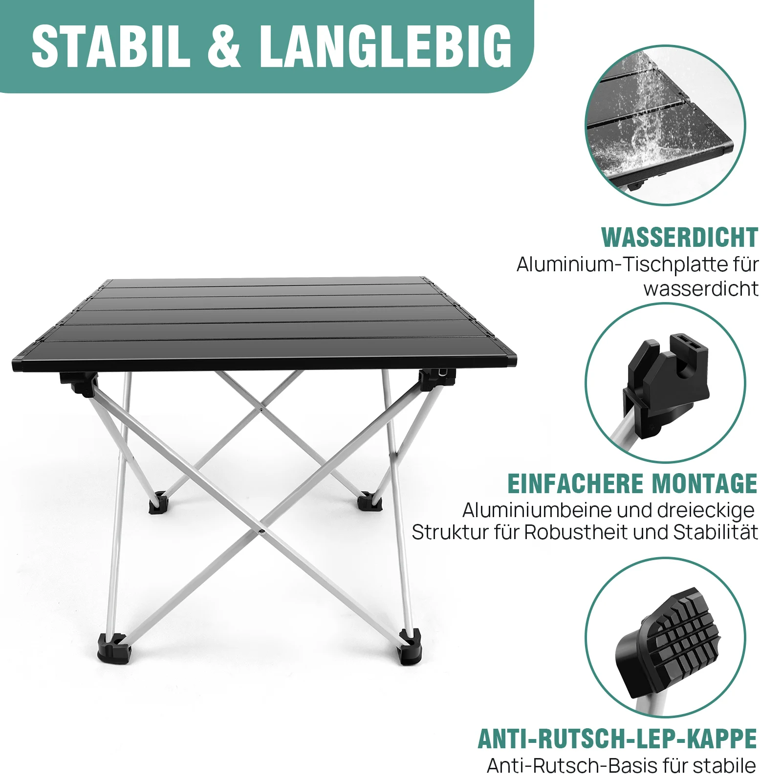 Mini Folding Table 40x35x32cm Portable Camping Table with Aluminum Table Top Carry Bag for Camping Picnic Fishing