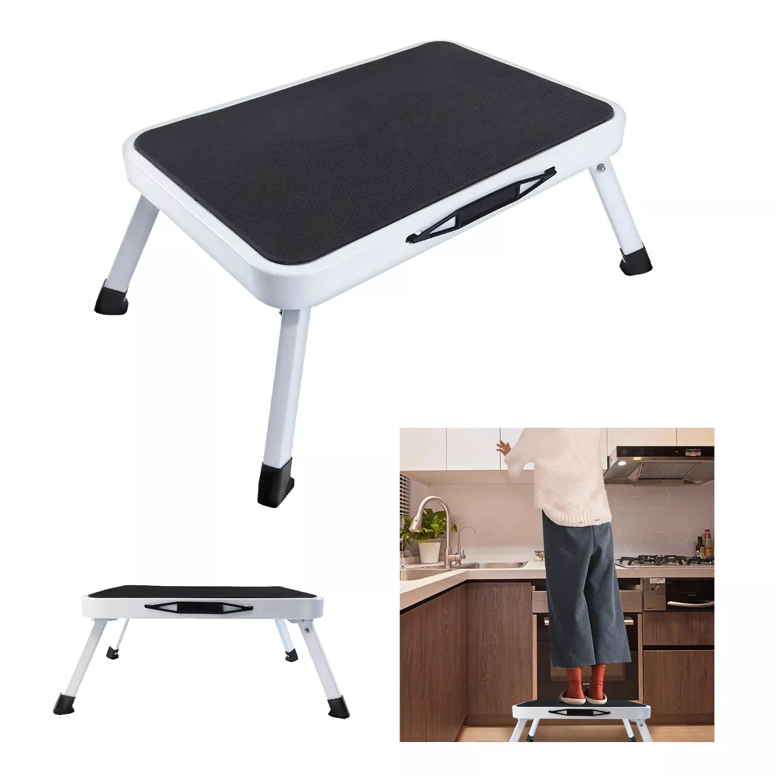 Foldable Step Stool Single Step Ladder | Heavy Duty Portable Foot Stool