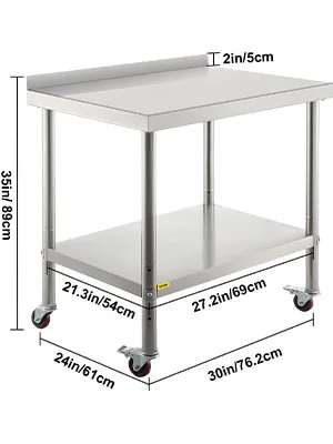 SucceBuy Stainless Steel Prep Table 440lbs Load Capacity Heavy Duty Metal Worktable Commercial Workstation for Kitchen