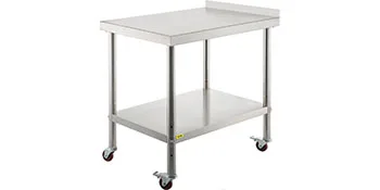 SucceBuy Stainless Steel Prep Table 440lbs Load Capacity Heavy Duty Metal Worktable Commercial Workstation for Kitchen