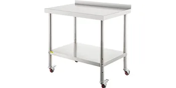 SucceBuy Stainless Steel Prep Table 440lbs Load Capacity Heavy Duty Metal Worktable Commercial Workstation for Kitchen