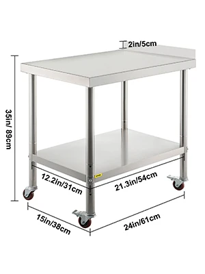 SucceBuy Stainless Steel Prep Table 440lbs Load Capacity Heavy Duty Metal Worktable Commercial Workstation for Kitchen