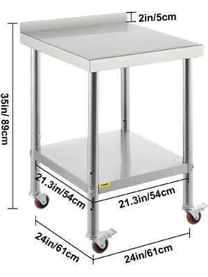 SucceBuy Stainless Steel Prep Table 440lbs Load Capacity Heavy Duty Metal Worktable Commercial Workstation for Kitchen