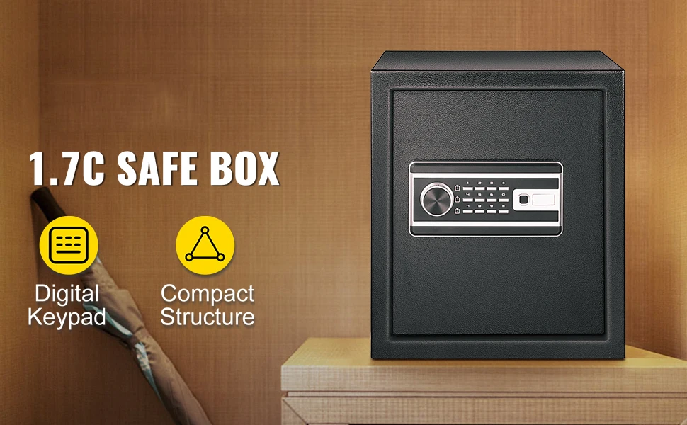 SucceBuy Fingerprint Locks Safe Deposit Box 1.7 Cubic Feet Digital Electronic Secret Hidden Piggy Bank for Jewelry Money Guns