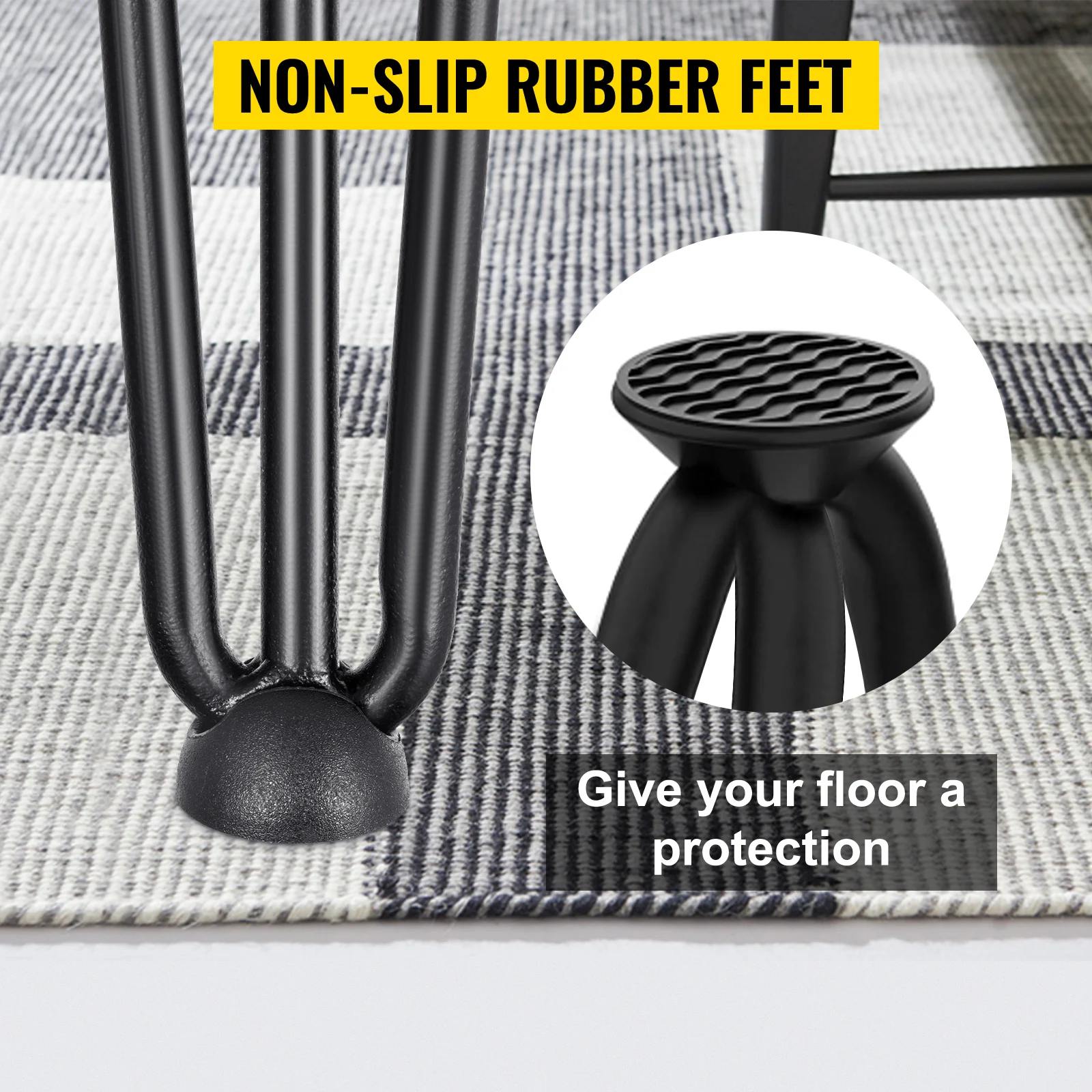 SucceBuy Hairpin Table Legs Black Set of 4 Desk Legs 3 Rods for Bench Desk Dining Chairs Carbon Steel DIY Heavy Duty Furniture