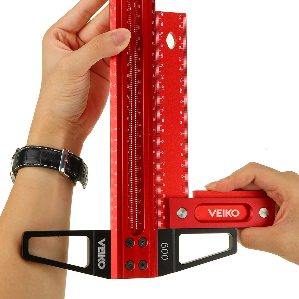 300-760mm Woodworking Line Scriber Aluminum Alloy T-Ruler Marking Gauge Crossed-out Hole Scribing Ruler Measuring Tool