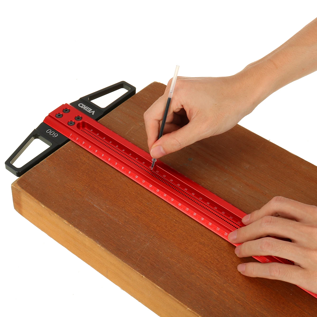 300-760mm Woodworking Line Scriber Aluminum Alloy T-Ruler Marking Gauge Crossed-out Hole Scribing Ruler Measuring Tool