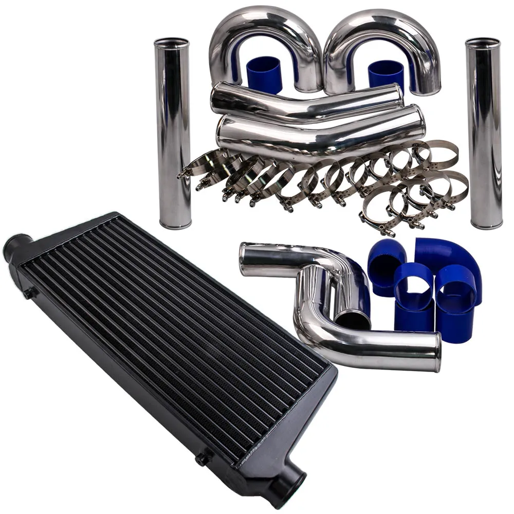 3.0" 600x300x76 Intercooler + Turbo Intercooler Piping Pipe Kits + Hose Kit Uni.