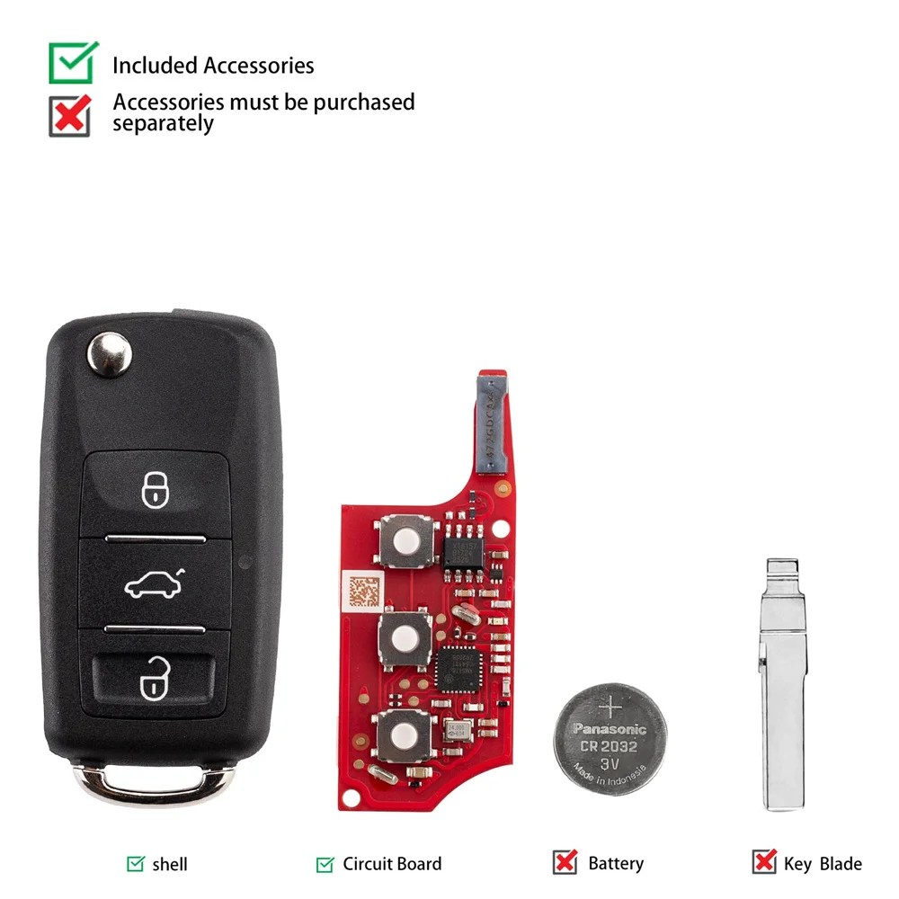 5PCS XHORSE XEB520EN Second Generation B5 Key with XT57 Super Chip 3 Buttons