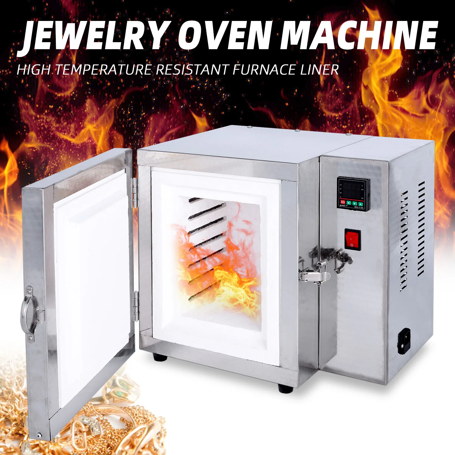 800°C Jewelry Casting Burnout Furnace Oven 1500W Jewelry Equipment High-Temperature Resistant Metal Melting Wax Melting Furnace